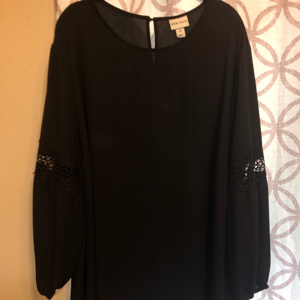 Flowy Black lace detail blouse